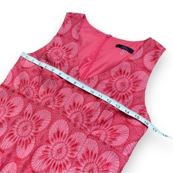 TRINA Turk Carpenteria Floral Lace Ruffle Hem Mini Dress in Peony | Size 8 - Picture 13 of 16